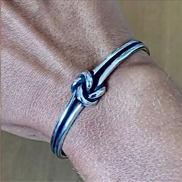 Knot Sterling Silver Bangle Cuff Bracelet - Picture 8 of 13